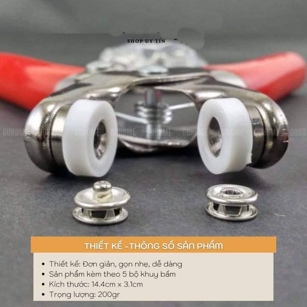 Kìm Bấm Cúc Vành Áo Kim Loại Đa Năng Bộ Kìm Bấm Khuy Kèm 100 cúc bấm