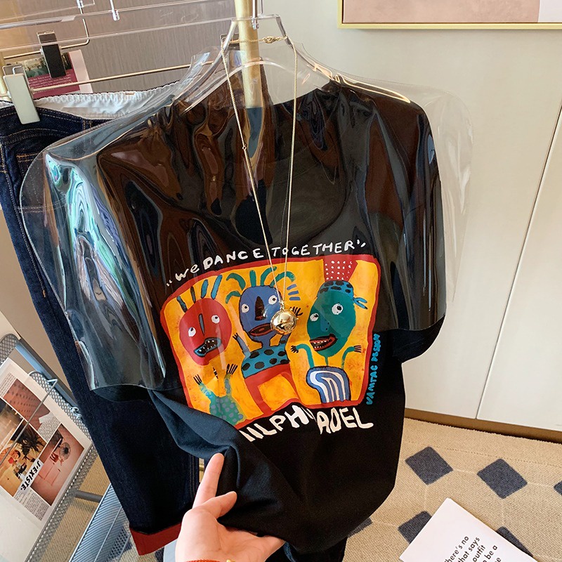 NRVP Áo Thun Unisex Mùa Hè Dáng Suông Tay Cộc Phong Cách Hàn Quốc Cho Nam Nữ