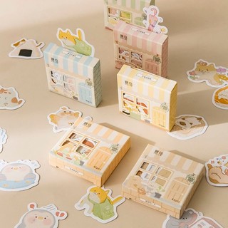 Hộp 45 miếng sticker dễ thương hộp đựng kiểu dáng ngôi nhà