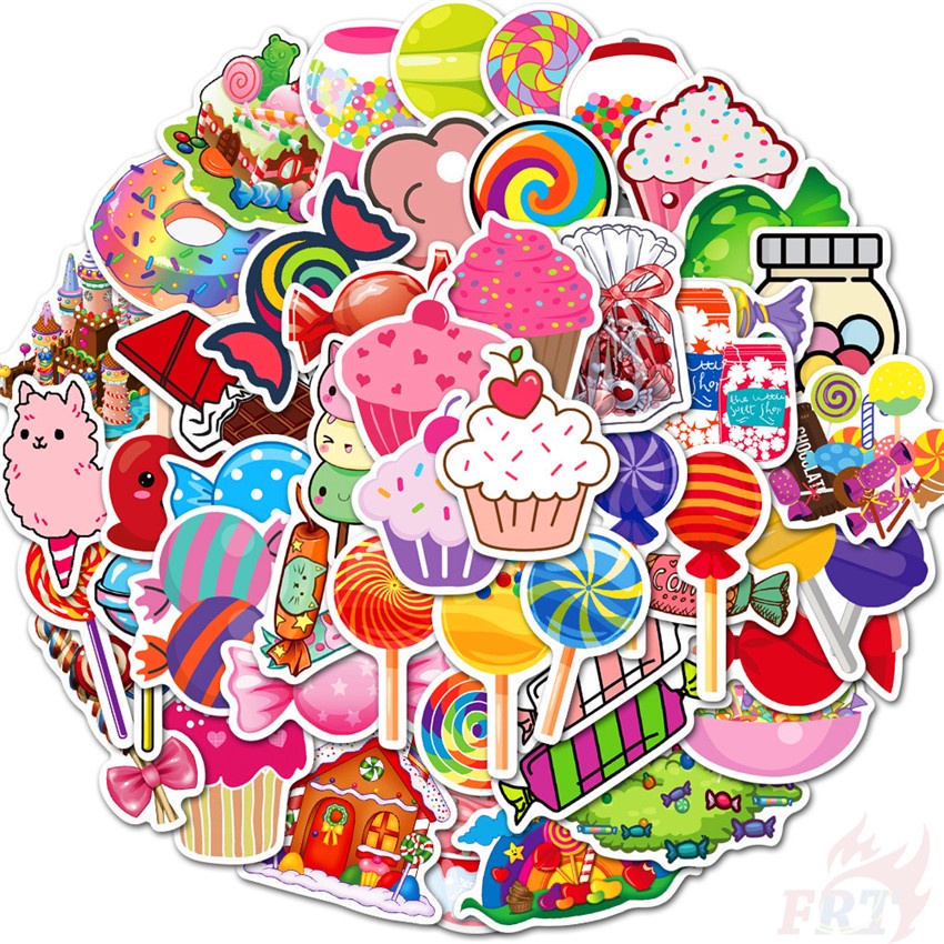 50Pcs/Set ❉ Colorful Rainbow Candy Lollipop Cupcake Dessert Series 01 Stickers ❉ DIY Fashion Mixed W