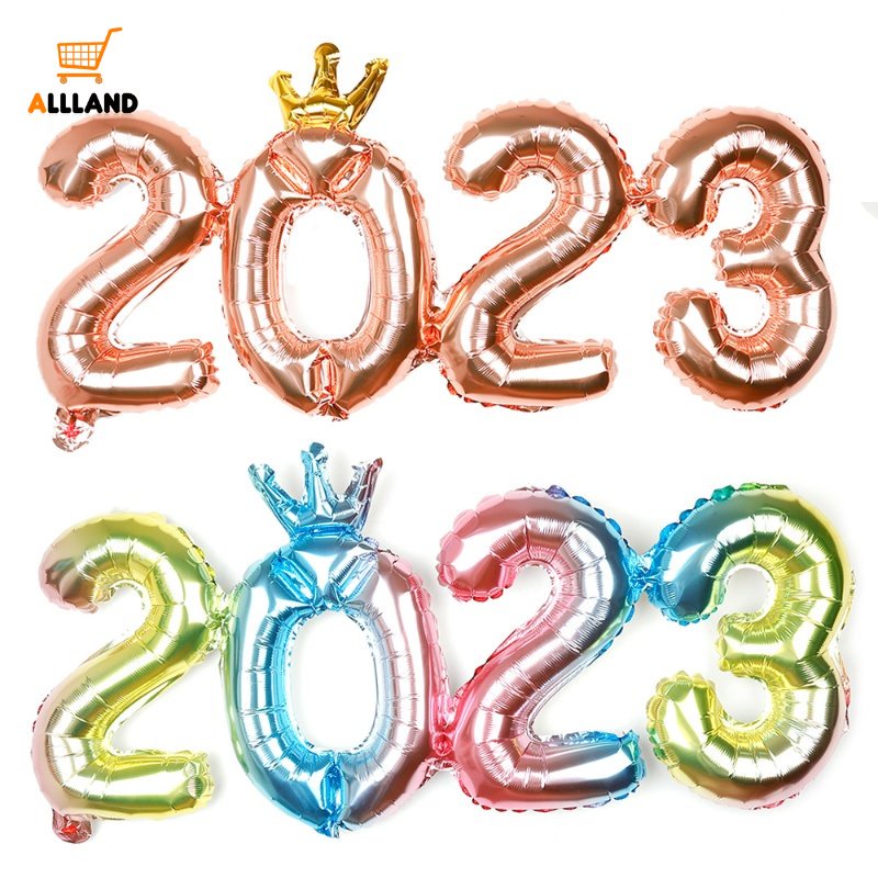 Bong Bóng Màng Nhôm Hình Vương Miện Kỹ Thuật Số 2023 Trang Trí Tiệc Cưới / Giáng