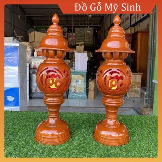 Cặp đèn phòng thờ phúc lộc thọ màu cánh dán gỗ hương đỏ, Đồ phong thuỷ gia đình Mỹ Sinh