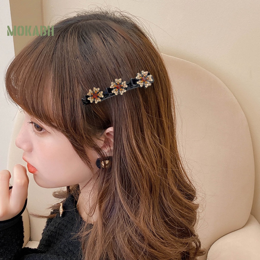 Set 1 / 2 Kẹp Tóc Hai Lớp Đính Đá Lấp Lánh Thanh Lịch Phong Cách Hàn Quốc