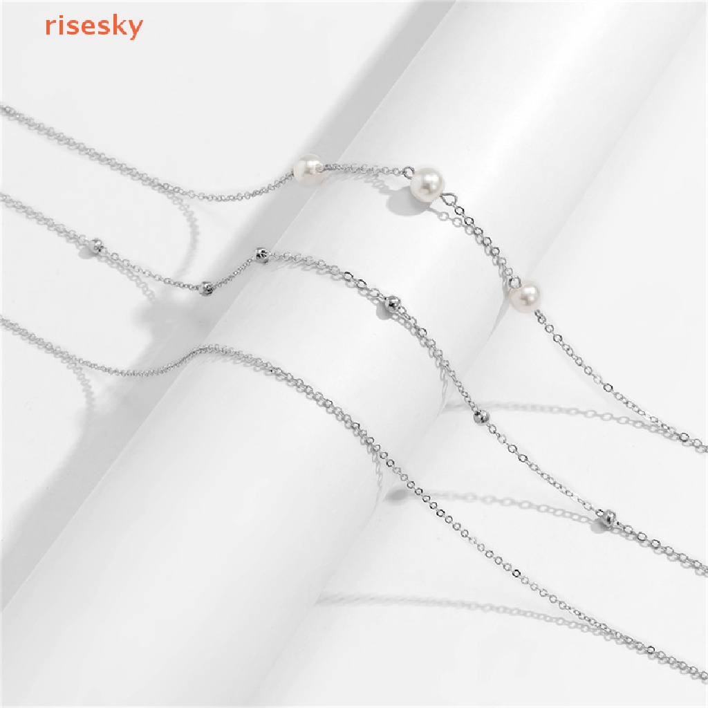 [risesky] Dây Chuyền Eo Đính Ngọc Trai Nhân Tạo Mỏng Thanh Lịch Quyến Rũ Cho Nữ