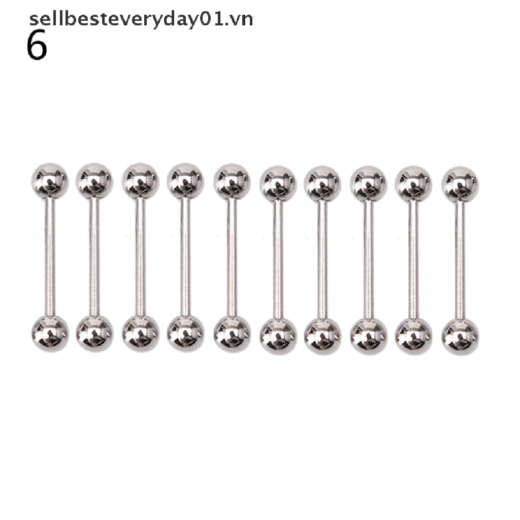 Qibest Set 10 Khuyên Rốn / Lưỡi / Rốn Bằng Thép Không Gỉ