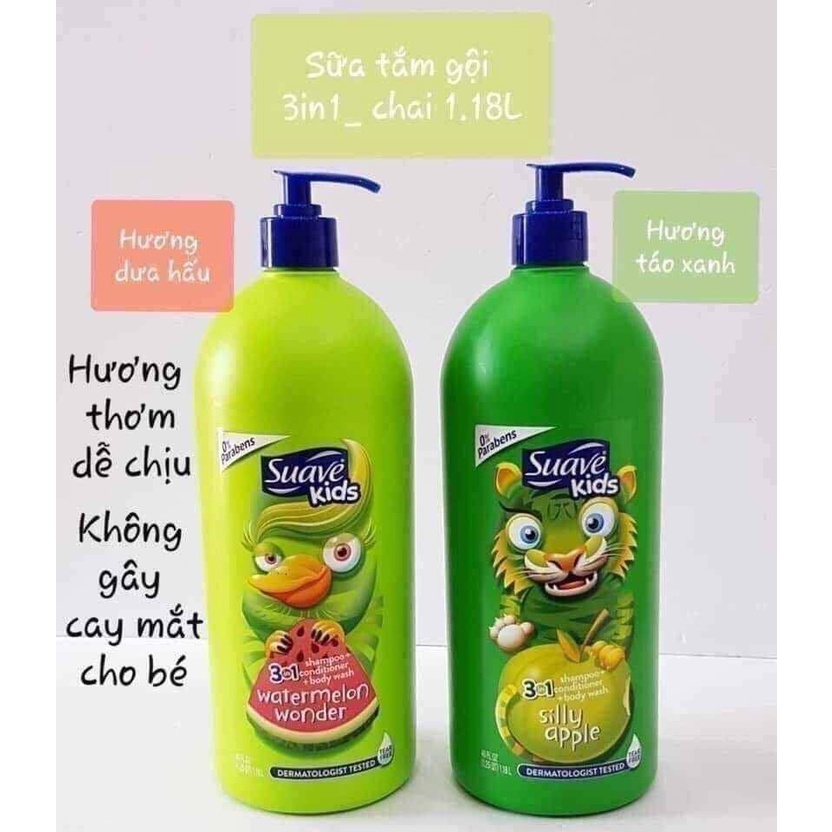 Sữa tắm gội Suave Kids 3 IN 1 1.18L