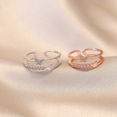 Nhẫn Hình Bướm Đính Đá Sang Trọng Cho Nữ