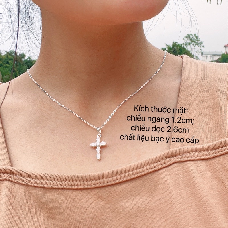 Dây chuyền thánh giá đá pha lê bạc DaLiA Jewelry vòng cổ bạc chữ thập đẹp bạc thật 925
