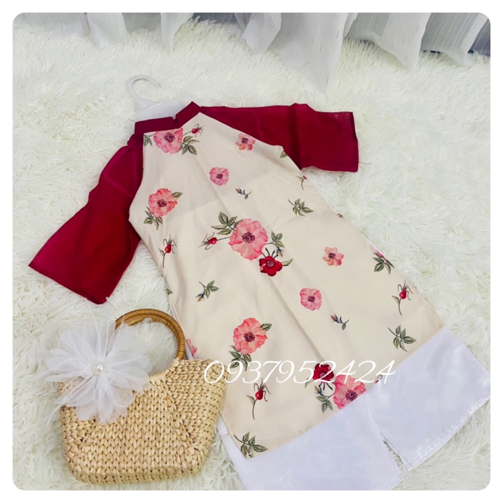 Áo Dài Truyền Thống # Bộ Áo Dài Hoa Trắng Cho Mẹ Và Bé # Bộ Áo Dài Mẹ Và Bé
