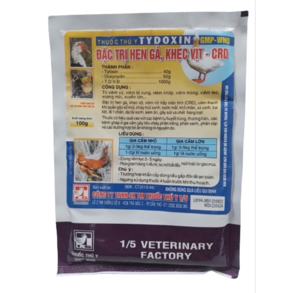 Tydoxin 100 gram gà xả cánh, khô chân hsd 21/08/2024