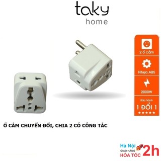 Ổ Cắm Điện 2 Chức Năng: Ổ Cắm Chuyển Đổi 3 Chấu Sang 2 Chấu Và Chia 2 Ra Ổ Cắm- Tiện Dụng Trong Gia Đình. TakyHome 8610