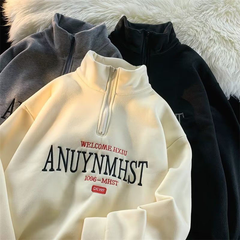 Áo Sweater Lông Cừu Cổ Đứng Tay Dài Dáng Rộng Thời Trang Mùa Đông Cho Nam Và Nữ