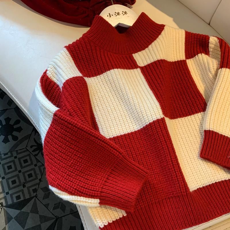 Áo Len Sweater Dệt Kim In Họa Tiết Giáng Sinh Hàn Quốc Thời Trang Thu Đông Cho Bé Gái