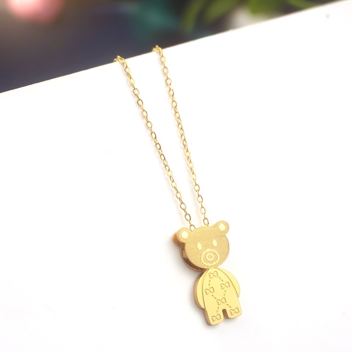 Dây chuyền nữ titan con gấu khóa tròn siêu đẹp, bền màu, hợp thời trang