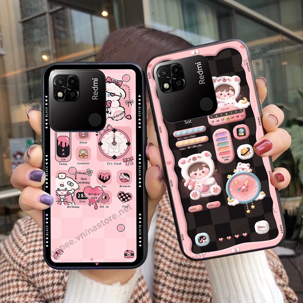 Ốp lưng Xiaomi Redmi 10A gấu, đồng hồ dễ thương cute giá rẻ
