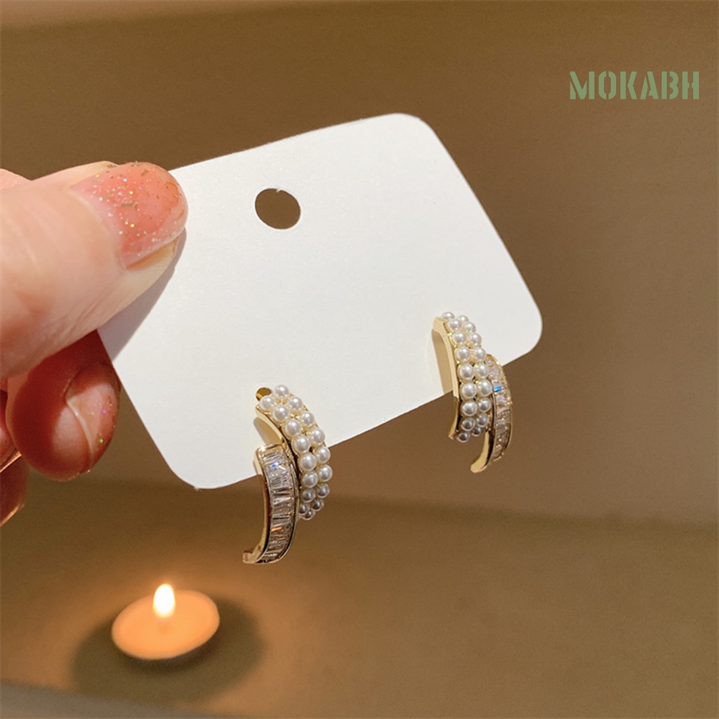 [Mới] 1 Cặp Bông Tai Hạt Cườm Ngọc Trai Giả Hai Lớp Trang Sức Dự Tiệc Cho Nữ