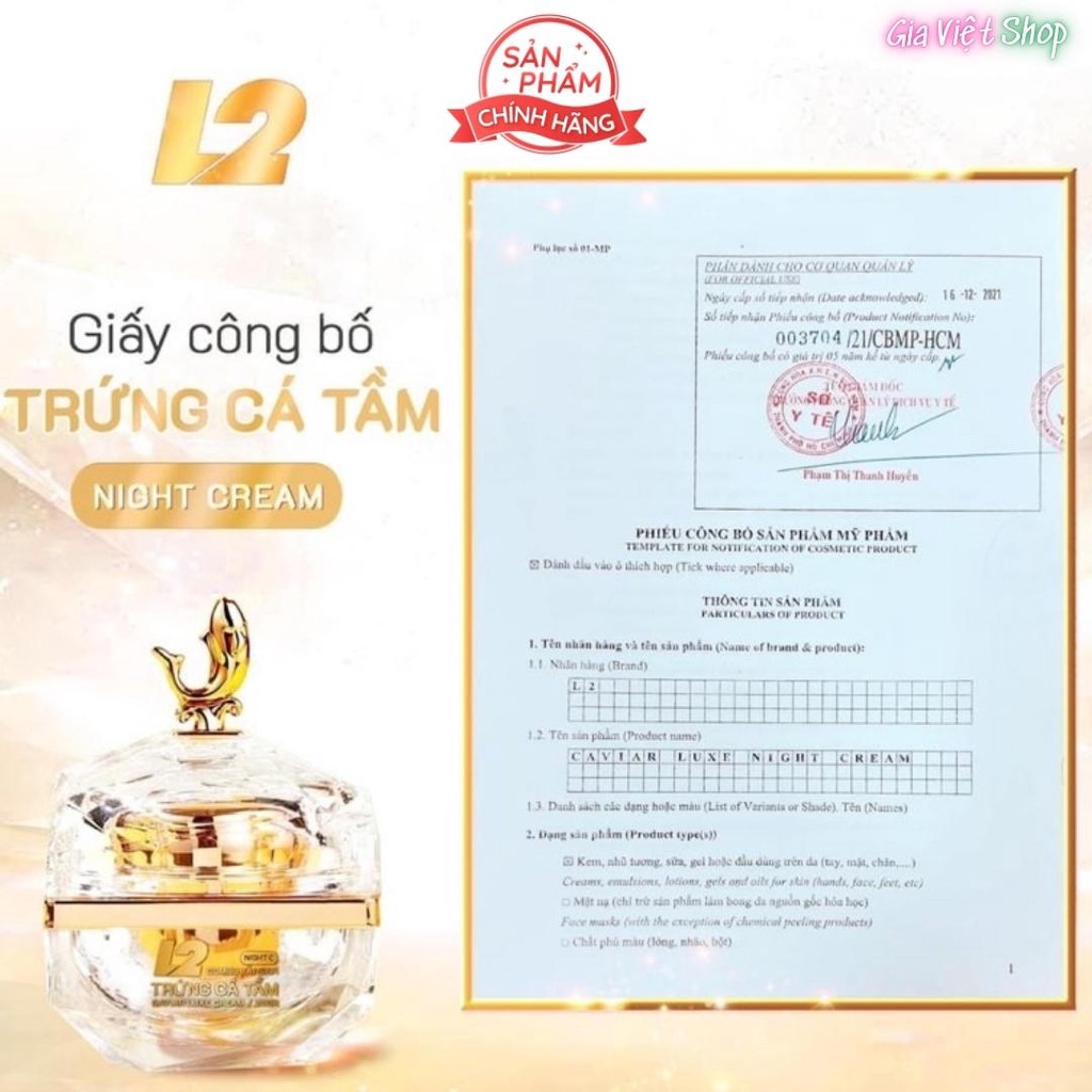 Kem Tái Sinh Trứng cá Tầm L2 - Mẫu Mới 40g - Chính Hãng Liên Nguyễn