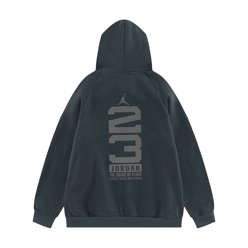 A & J High Street Áo Hoodie Cổ Cao Dáng Rộng Phối Lông In Biểu Tượng Jumpman 23 Thời Trang Đường