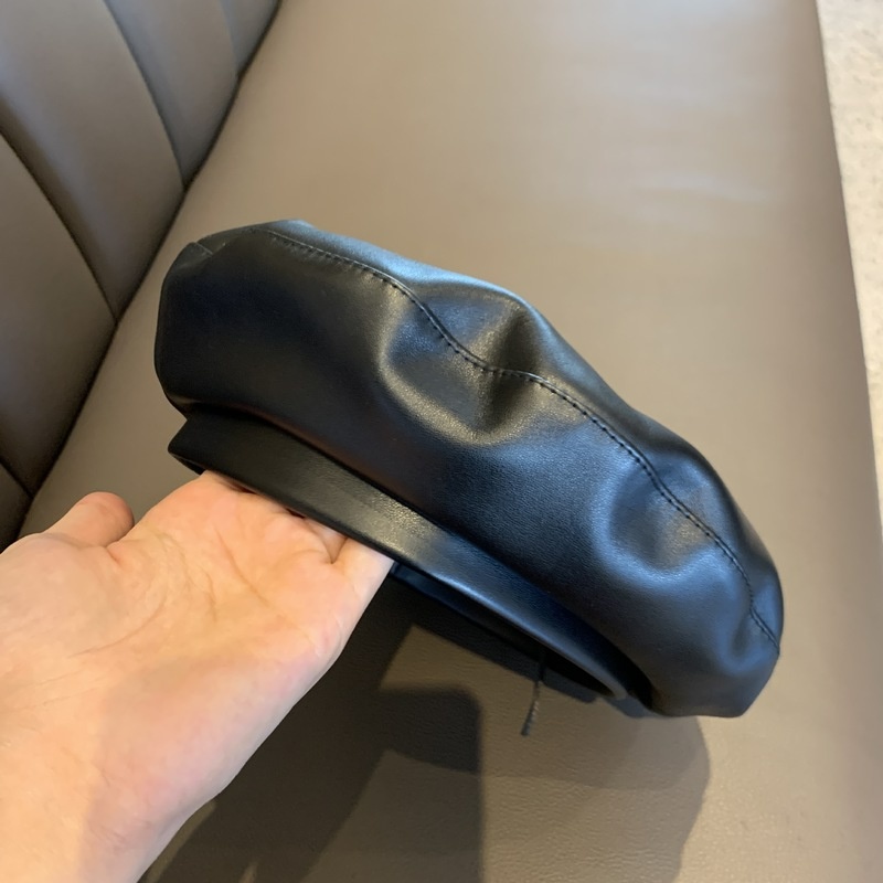 [Hot] Mũ Beret Da Màu Trơn Phong Cách Vintage Pháp Thời Trang Cho Nữ