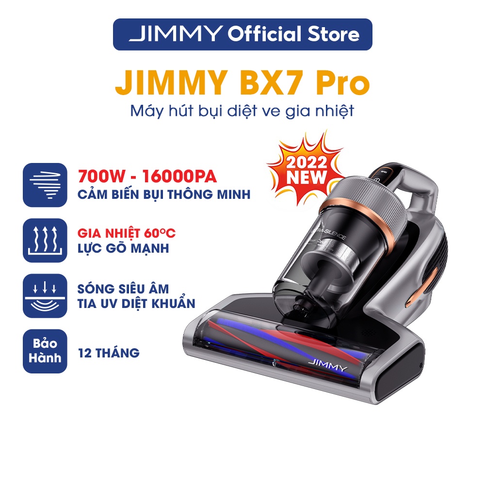 Máy Hút Bụi Giường Nệm Diệt Khuẩn Gia Nhiệt 60 độ JIMMY BX7 Pro 700W 16kPa Tia UV Sóng Siêu Âm Hàng Chính Hãng