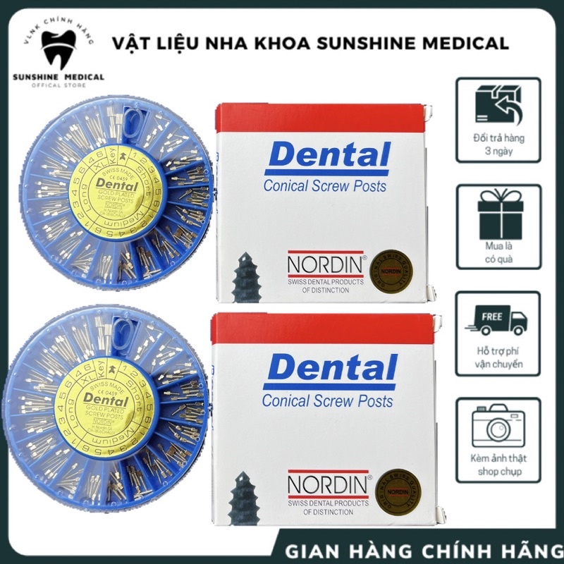 Hộp 120 chốt kim loại nha khoa, chốt kim loại dental, chốt kim loại vàng chất lượng cao hàng chính hãng Dental