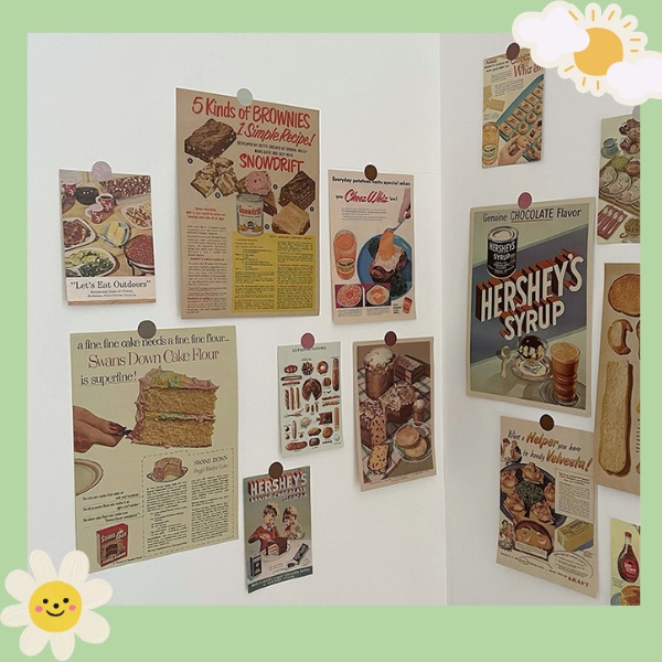 Ảnh trang trí poster dán tường hình decor vintage aesthetic retro, postcard bưu thiếp tranh giấy treo phòng ngủ bàn học