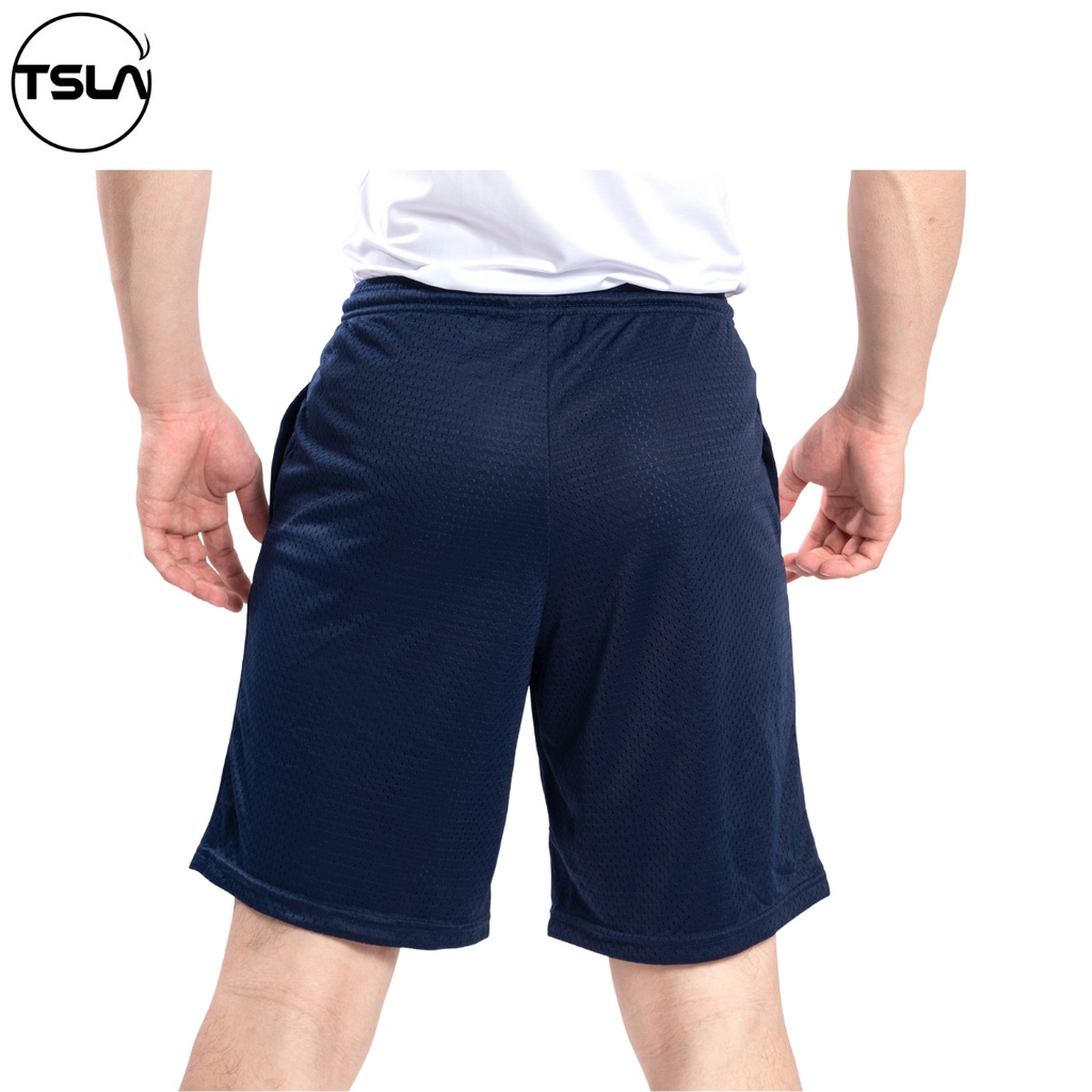 Quần đùi nam thể thao TSLA DEVOPS dạng lưới 2 lớp có túi dây rút thoáng mát chạy bộ tập gym DER2018