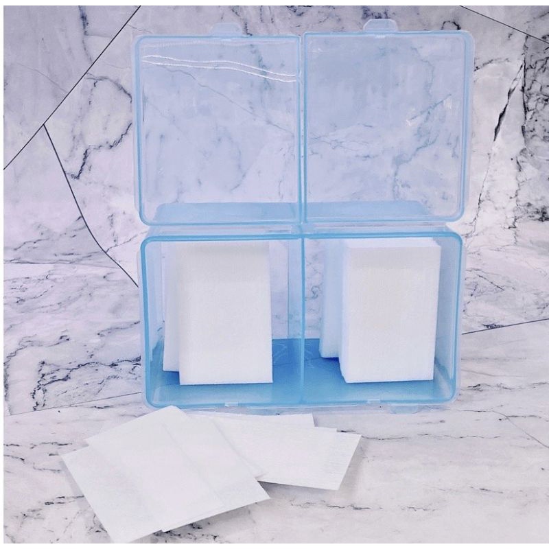 Hộp đựng giấy lau gel, 2 ngăn có nắp, hộp nhựa đựng dụng cụ nail chuyên dụng