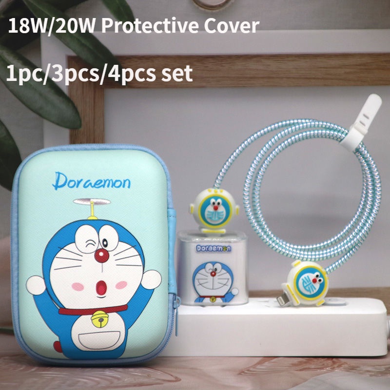 Vỏ Bảo Vệ Hộp Sạc Nhanh Cho iPhone 12 13 USB Hình Doraemon Dễ Thương Ốp