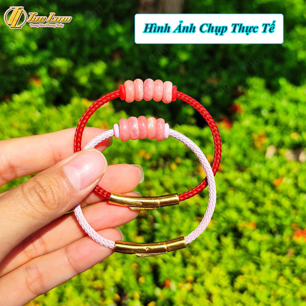 Vòng tay may mắn nữ ngũ điếu tài lộc đào hoa màu hồng hợp mệnh hỏa thổ - Tuệ Lâm