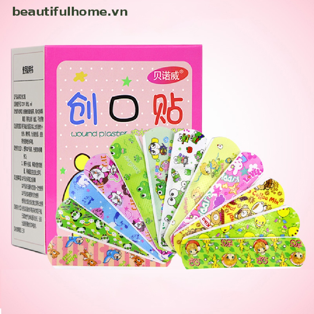 Bộ 120 Miếng Băng Cá Nhân Thoáng Khí Chống Thấm Nước Họa Tiết Hoạt Hình