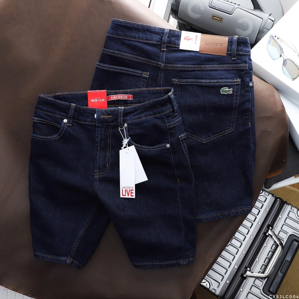 Quần Short Jean XANH NAVY nam LACOSTE XANH xịn logo cá sấu thêu 2 túi trước 2 túi sau CÓ BIG SIZE