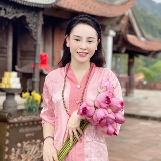 Bộ Lễ Đi Chùa Lụa Vân Gấm MÀU HỒNG