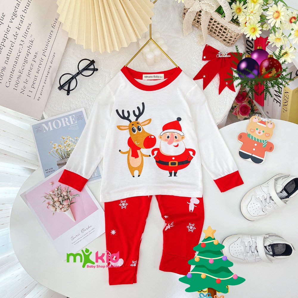 Bộ NOEL Cho Bé 💖 Bộ Giáng Sinh Dài Tay Minky Mom Cho Bé Trai Bé Gái Với Các Họa tiết Siêu Dễ Thương