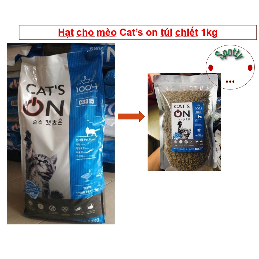 Túi 1kg Hạt Cat's On thức ăn cho mèo (Hàn Quốc)| Cat on hạt cho mèo