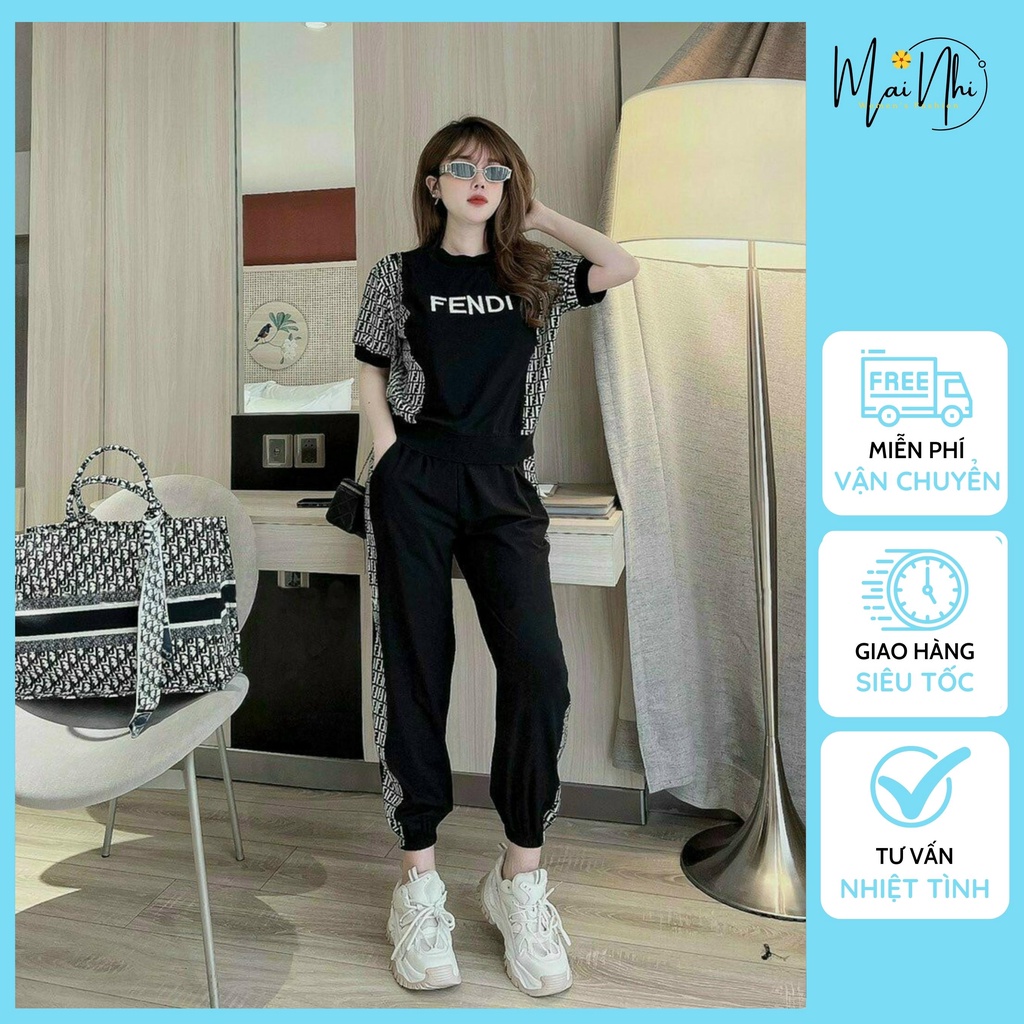 Set Đồ Nữ Thể Thao Cá Tính, Bộ Thể Thao Nữ Quảng Châu Rộng Chất Thun Cotton  Phối Màu Đủ Size Từ 45-70Kg. | Shopee Việt Nam
