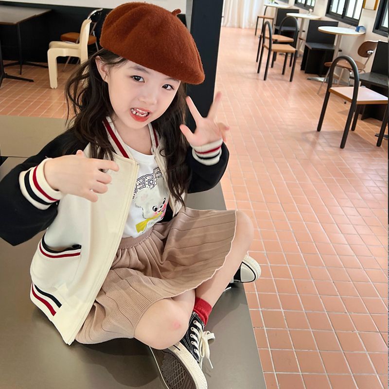 Áo Khoác Bóng Chày Màu Sắc Thời Trang Mùa Thu Phong Cách Hàn Quốc Cho Bé Gái