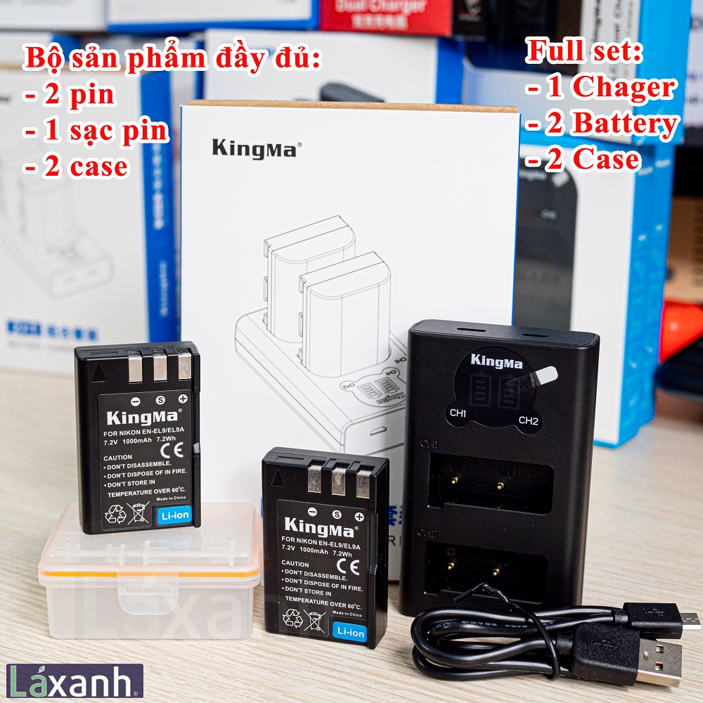 Nikon EN-EL9 | Pin và Sạc máy ảnh NIKON D40 D40x D3000 D5000 D60 hãng Kingma Nikon EN-EL9 EL9 EL9A EL9E ENEL9