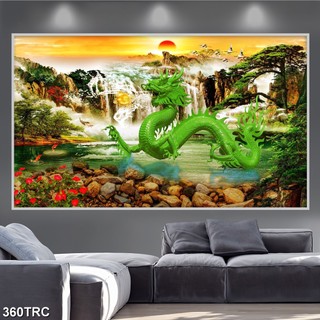 Tranh dán tường 3d rồng bay phượng múa - 360trc-tranh phong thủy may mắn