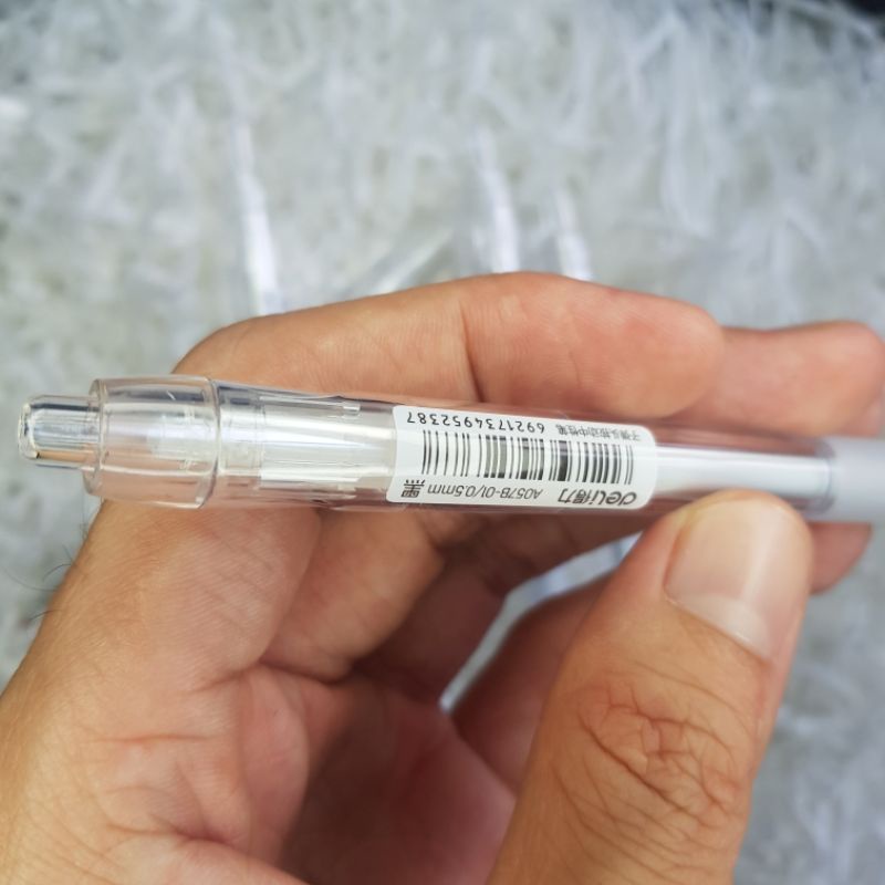 Bút gel Deli văn phòng sinh viên thiết kế vỏ trong suốt ngòi 0,5mm mực đen A057B-01