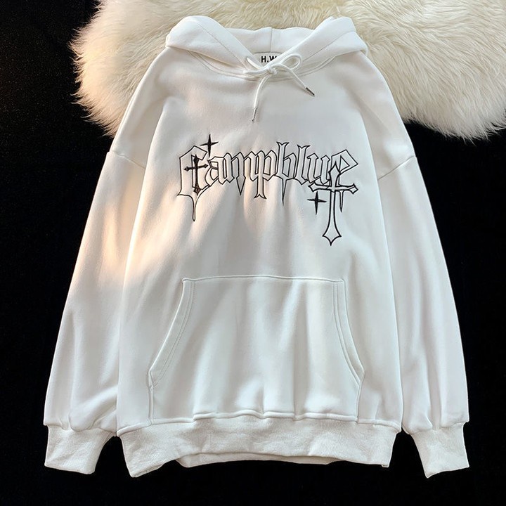 Áo hoodie XINLANYASHE tay dài dáng rộng in chữ thời trang thu đông phong cách Mỹ mới cho nữ