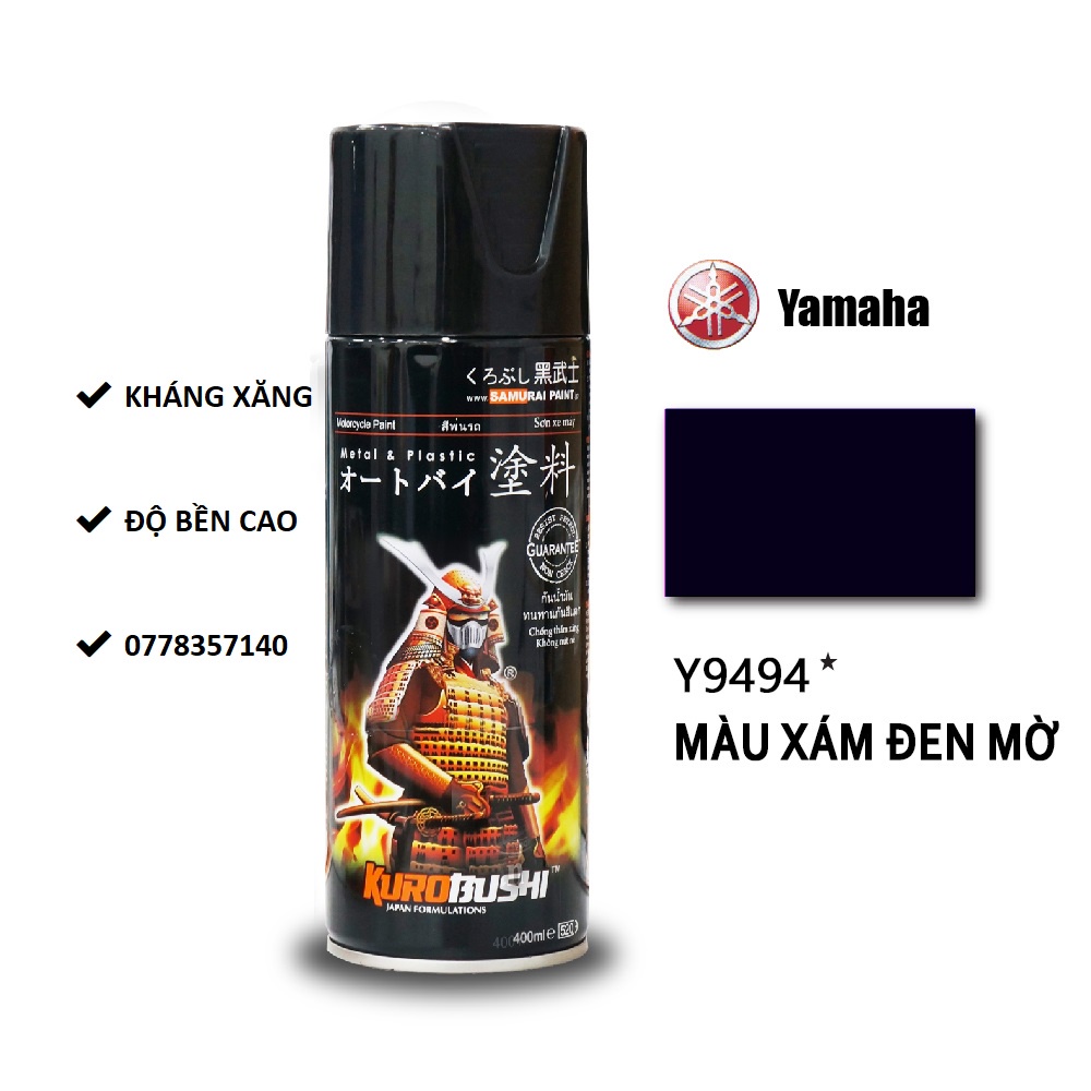 Y9494 Sơn xịt Samurai MÀU XÁM ĐEN MỜ