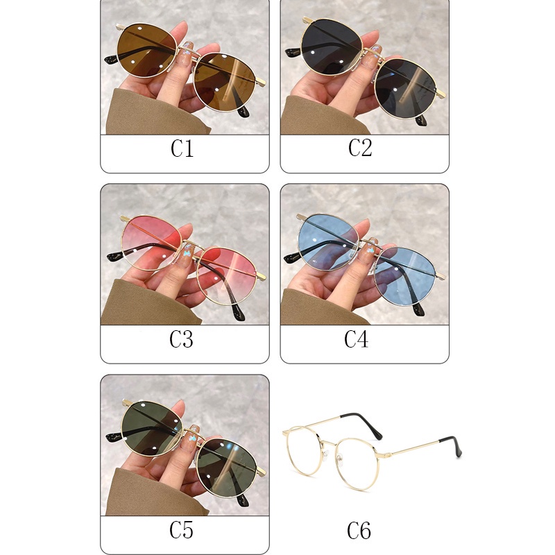 Kính Mát Tròn Gọng Kim Loại Nhiều Màu Chống Tia UV400 Thời Trang Cho Nam Và Nữ