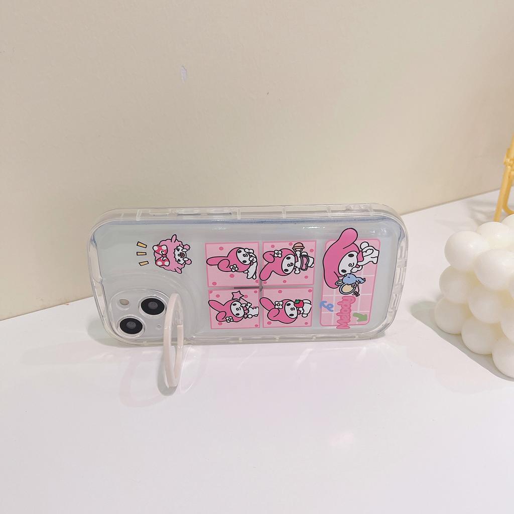 Ốp Điện Thoại Họa Tiết Kuromi melody Kèm Giá Đỡ Cho IPhone 14promax 14 13promax 13 12 11