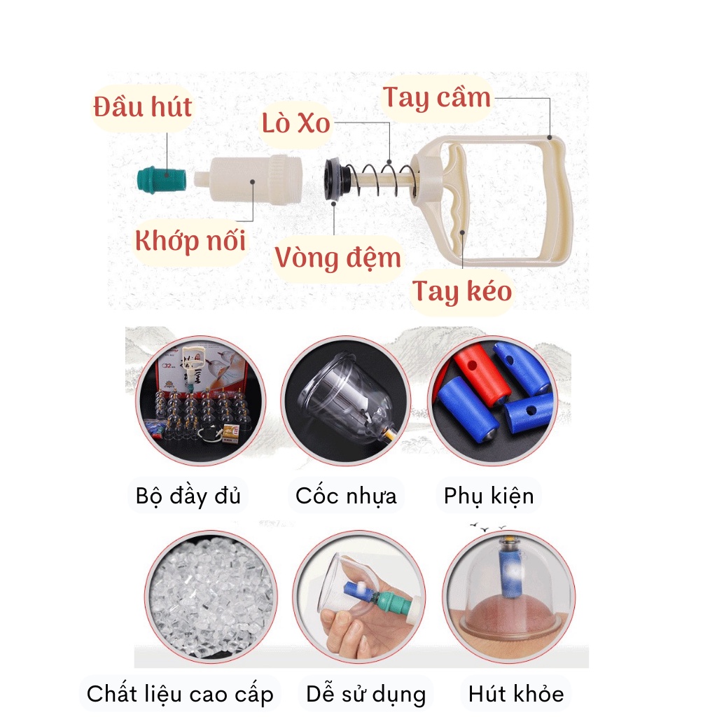Bộ Giác Hơi Không Dùng Lửa 24 Cốc | Bộ Giác Hơi Chân Không 24 Ly Cho Spa và Cá Nhân
