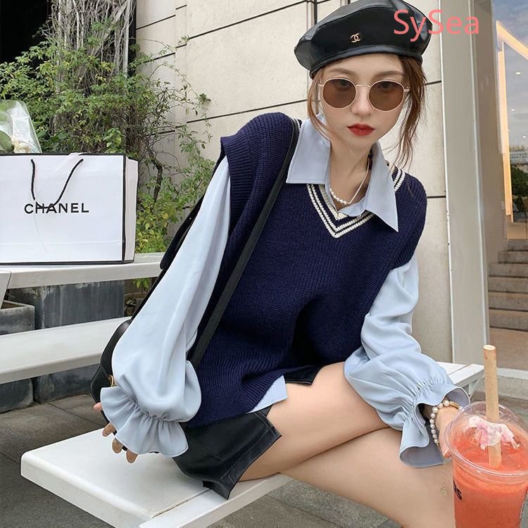 Áo Dệt Kim Sát Nách Thời Trang Retro Hàn Quốc Cho Nữ