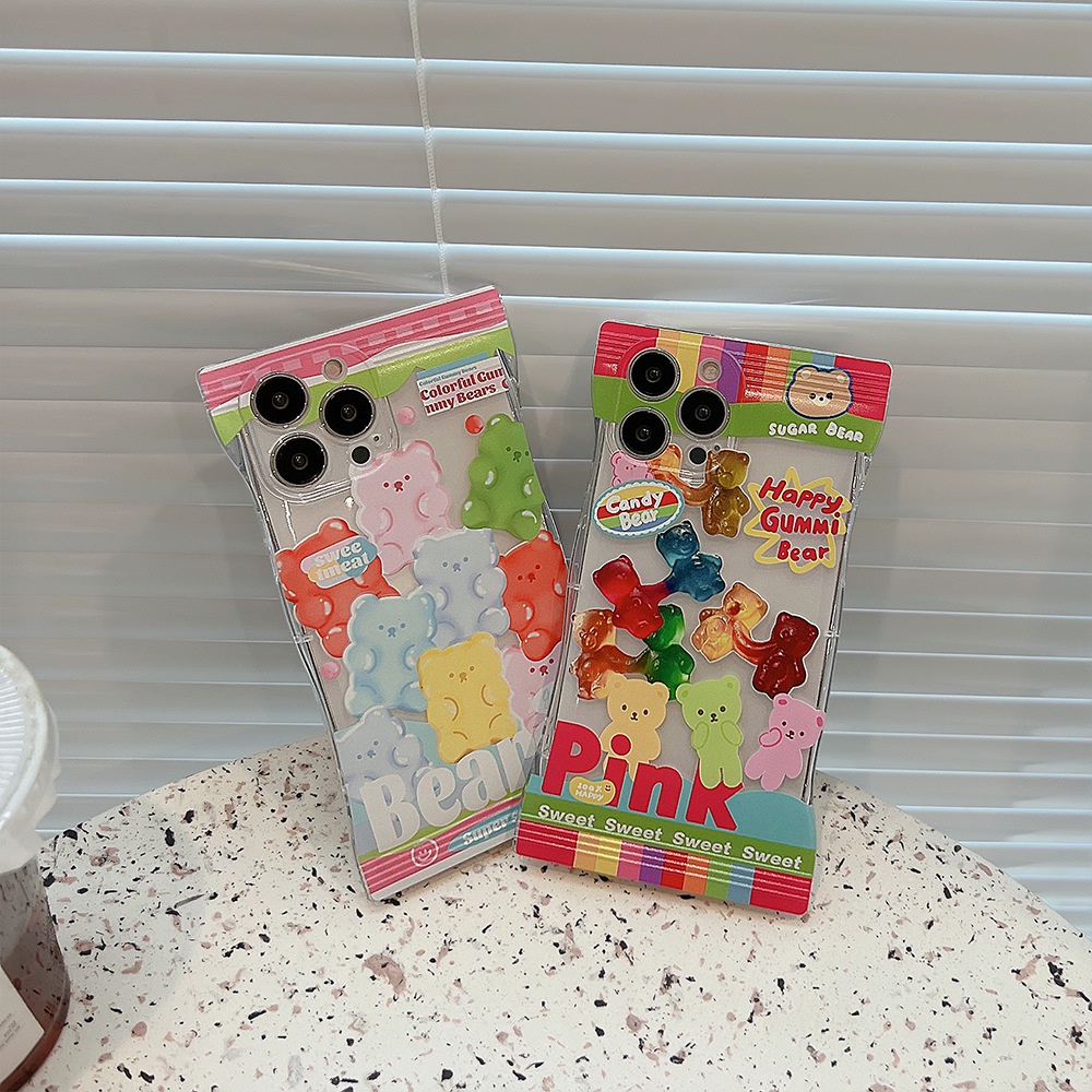 Ốp Điện Thoại Trong Suốt Họa Tiết Gấu Dễ Thương Dành Cho Iphone 14 11 12 13 PRO MAX