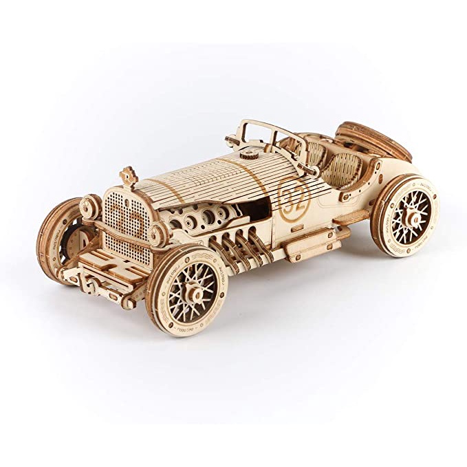 (Tặng Đèn LED) Đồ Chơi Lắp Ráp LEGO 3D Gỗ Robotime Mô Hình Xe Ôtô V8 Grand Prix Laser MC401 Trang Trí Trưng Bày
