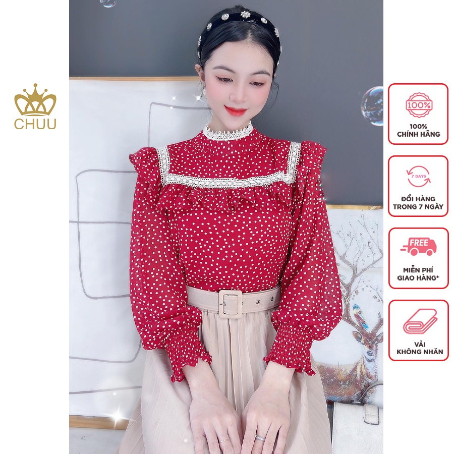 Áo sơ mi hoa ren bèo CHUU A8165