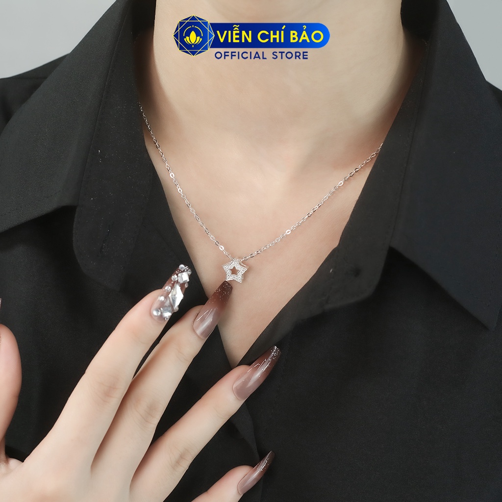 Dây chuyền bạc nữ ngôi sao đính đá chất liệu bạc 925 thời trang phụ kiện trang sức Viễn Chí Bảo D400812